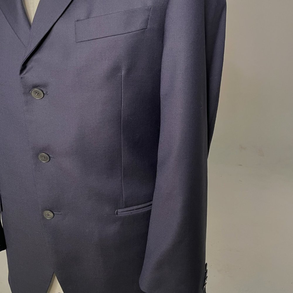 Luigi Bianchi Mantova All Virgin Wool Navy Blue Blazer - Picture 4 of 13